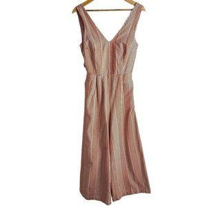 Lucky?Brand White and?Orange Striped Sleeveless Wide Leg Tie Back